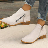 Trendy Thick Background Solid Color Tip Side Zipper Martin Boots 2025 Spring And Autumn New Short-Box Women Boots HZ0115