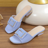 Fang Buckle Slippers Women 2025 Summer New Large-Size Fashion Fish Mouth Comfortable Wearing Low-Heeled One-Word Drag HZ0115