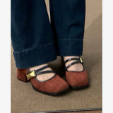 French Retro Square Shallow Mouth Mary Jane Shoes Women 2025 Winter New Small Word With Thick Heel Single Shoes HZ0115