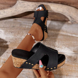 Large Size Wish New Lady Slope With Fish Mouth Thick Sole Rivet Sandals HZ0115