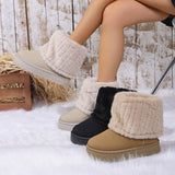 Winter Long-Boel Lady Fur Snow Boots Short Fur Filial Flat Bottoms To Keep Warm Snowy Cotton Shoes Warm HZ0115