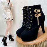 2025 New Large-Size Martin Boots Women Fashion Zip Side Zipper Ultra-High And Solid Color Small Short Boots HZ0115