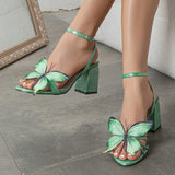 Women's Butterfly Decoration Crossover After The Belt Side Toe Coarse Sandals Women's Shoes HZ0115