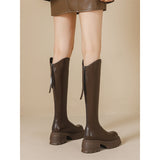 2025 Autumn And Winter New Thick Bottom V Long Boots Women Brown High And British Wind But Knee Knight Boots HZ0115