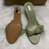 ZA Home 2025 New Women's Shoes Green Petals Low Heel Temperament High Heels High-Heeled Shoes Behind The Shallow Mouth Stumbling Single Shoes HZ0115