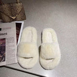 Fairy Hairy Slippers Women 2025 Autumn And Winter New Hairy Home Outside The Bottom Of The Wearing Plush Slippers HZ0115