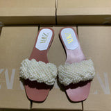 ZA2025 Flat Shoes Spring New Fashion Splip Slippers Pearl With Color Fe Temperament Single Shoes Women HZ0115