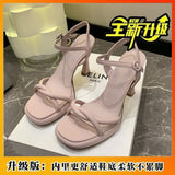 Gentle Temperament Sandals Women 2025 Korean Version Of The Date Can Wear Fine High Heels Side Toe Anti-Slip Shoes Women HZ0115