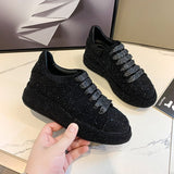 Station Old Dad Shoes 2025 New Water Drill Thick-Soled Casual Sneakers Women Full Of Diamond Shoes Water Drill Single Shoes HZ0115