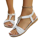 Water Drill Beads Bohemian Beach Shoes 2025 Summer New Large-Size Leisure Tight-Set Women's Sandals HZ0115