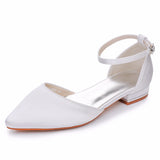 2 Cm Flat Hedsley Casual Tip Hollow Sandals Low Heeled White Mandible Buckle Bride Wedding Shoes HZ0115