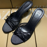 ZA Home 2025 New Women's Shoes Fashion With Back Empty Slippers Fabric Bows Decorated With High Heel Sandals HZ0115