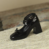 Mary Jane Coarse Heels Spring 2025 New Single-Shoe Women's One-×Ö Buttoning Square Head French Retro High Heels HZ0115