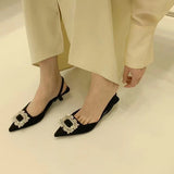 Baotou Sandals Women 2025 New Summer Drill Side Buckle Fairy Wind After The Air Fine Heel Tip Single Shoes HZ0115