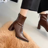 Sharp-Headed Boots Children 2025 Autumn And Winter New High-Heeling Temperament Fashion Explosion This Year's Popular Small Short Boots HZ0115