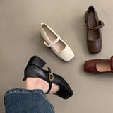 Vintage Square Head Thick Heel Single Shoes Women Spring And Autumn New French Evening Fairy Soft Skin Mary Jane Small Leather Shoes HZ0115