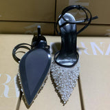 ZA Home 2025 New Women's Shoes White Leud Low Heel Temperament High Heels High Heels After The Shallow Mouth Of Studs Single Shoes HZ0115