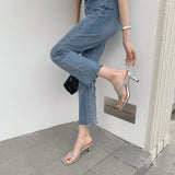 Soft Skin Net Red Heel High Heel Slippers Women Wear 2025 New Gentle Square Head With Sandals Thin Heel HZ0115