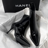 Black Pointed High And Thin Boots Women 2025 Autumn And Winter New Small Design Fine And Thin Boots HZ0115