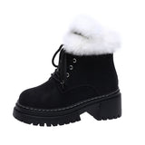 Hairy Mouth Plus Velvet Short Boots Women 2025 Autumn And Winter New Large-Size Round Head Coarse And Fashion Tice Cotton Boots HZ0115
