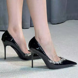 French Fashion High Heels 2025 Summer New Sexy Thin Hedley Diamond Chain Side Of The Side Of The Women Wearing A Single Shoe HZ0115