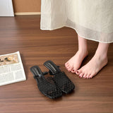 French-Woven Mesh Hollowed-Out Half-Slippers Women's Shoes Wear Summer New Slopes And High And Roman Cool Drag HZ0115