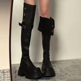 Flip And Velvet Long Boots Girl Small Knight High Boots 2025 Autumn And Winter New Thick Bottom In Two Through The Knee Boots HZ0115