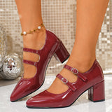 Large-Size Retro Mary Jane Women's Shoes 2025 Autumn New French Heel Red Single-Shoe Women's Thick Heels HZ0115