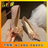 Sharp High-Heeled Women Fashion Comfortable Shallow Bow Fine Heel Single Shoes Women 2025 Spring And Summer New HZ0115