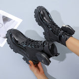 Large-Size 2025 New With Round Head Thick-Bottomed Short-Sleesize Female English Style Martin Boots HZ0115