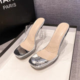 11Cm Ultra-High Heels T-Model Show Show Shoes Transparent Crystal Cool Tug Fish Mouth Waterproof Table Coarse Heel Sandals HZ0115