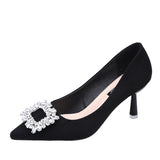 High-Heeled Women 2025 Spring And Autumn Fine Heel Water Drill Tips Design Small French Shallow Professional Single Shoes HZ0115