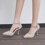 High Heels 2025 New Fine-Heeled Korean Version Of The Fashion Bag Head Button Sandals Professional High Heels Women's Shoes HZ0115