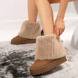 New Thick-Bottomed Round Head Rolls Hairy Short-Snow Boots Women's Pine Cake Bottom Warm Thick Cotton Shoes HZ0115
