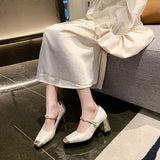 2025 Spring And Summer National Wind Square Design Fashion Shallow Casual Coarse Heel High Fashion Daily Single Shoes Women HZ0115