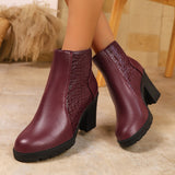 In The Autumn And Winter Of 2025, Women's High-Heeling And Ankle Boots Are Thick And Then Zipper Rounded Round Color And Ankle Boots. HZ0115