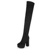 New Autumn And Winter Lady Over The Knee Elastic Boots Thin Skinny Boots Thick Side Zipper Large Size Over Knee Elastic Boots HZ0115