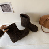 8566 ~ Increase In Height ~ French Boken Wool Boots Women's Boots New Cotton Boots In Autumn And Winter 2025 HZ0115