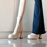 High-Heeling Short-Skin Women Splicing 2025 Autumn And Winter Retro Martin Boots Coarse And Waterproof Table Not Tired Of Elastic Thin Boots HZ0115