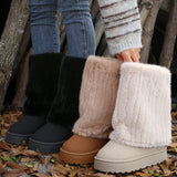Snow Boots Women's Winter New Small Cake Thick-Sed Haired Boots In The Barrel Plus Velvet Warm Cotton Shoes Trend HZ0115
