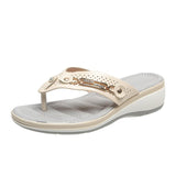 2025 Flip-Flop Metal Buckle Beach Sandals Women's Slope And Leisure Women's Cool Slippers Non-Slip Round Head New HZ0115