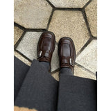 Square Belt Buckle Small Leather Shoes Women 2025 Coarse College Style Happy Shoes Lazy Single Shoes HZ0115