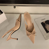 Small-Ed-Tall French High-Heeled Shoes French Baotou Fairy Sandals 2025 Spring And Summer Bows And A Single Shoe Wear HZ0115