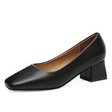 High-Heeled Women's Coarse Heel Shoes In The New Working Shoes Heel Shoes Large Leather Single Shoes Comfortable Commute Single Shoes HZ0115