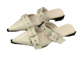 2025 New Cool Slippers Women Wear Rough And Low Belt Buckle Half Bag Retro British Sharp Slippers HZ0115