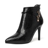 French Fine-Heeled Temperament Female Boots 25 Autumn And Winter New High Heel Boots Pointed Short Boots Nude Boots Large Women's Shoes HZ0115