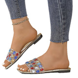 Large-Size Slippers Women Wear The New Summer 2025 Summer New Fashion Water Drill Square Beach Cold Slippers Women HZ0115