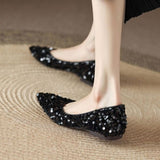 2025 Black Pointed Single Shoes With Soft Bottom Flats And New Fashion Squints Korean Version Of Light Mouth Flat Shoes HZ0115
