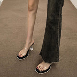 Coarse Heel High-Heeled Women's Beautiful Sandals French Style Sister 2025 Summer New Black Slippers Transparent Cool Drag Not Tired Feet HZ0115