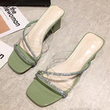 Summer New Women's Style Coarse And Slippers Korean Version Of Simple Fashion Transparent Cool Slippers Outside Wearing The Front Half Slippers High HZ0115